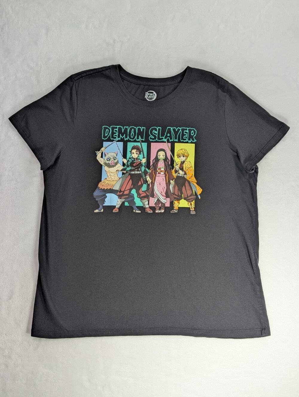 Demon Slayer Kimetsu No Yaiba Shirt Womens XL Black Tanjiro Nezuko Anime Graphic